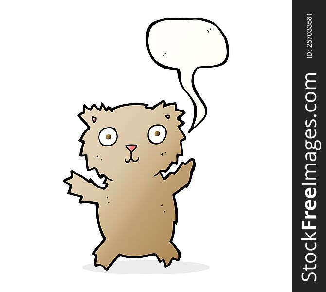 Cartoon Teddy Bear With Speech Bubble