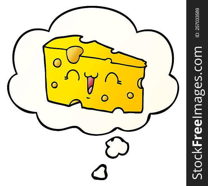 Cartoon Cheese And Thought Bubble In Smooth Gradient Style
