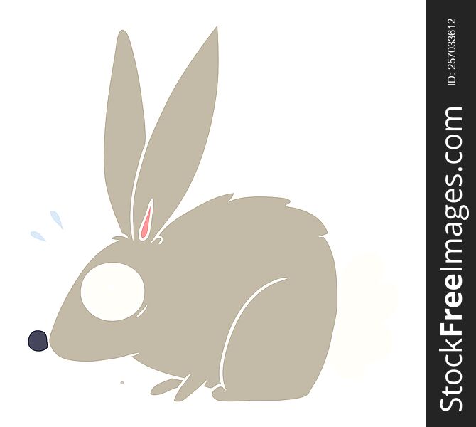 Flat Color Style Cartoon Frightened Rabbit