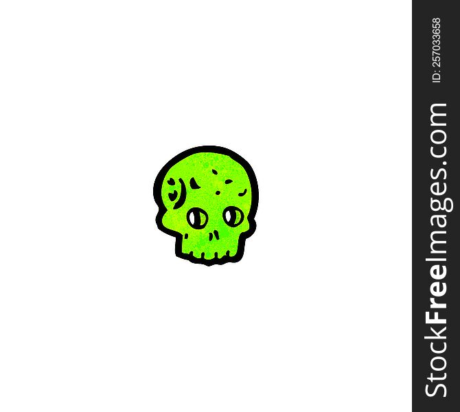 cartoon spooky green skull
