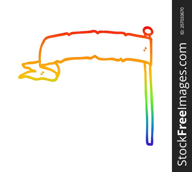 rainbow gradient line drawing of a cartoon waving flag