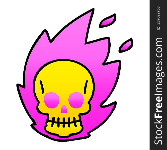 gradient shaded quirky cartoon skull. gradient shaded quirky cartoon skull