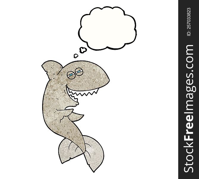 Thought Bubble Textured Cartoon Laughing Shark