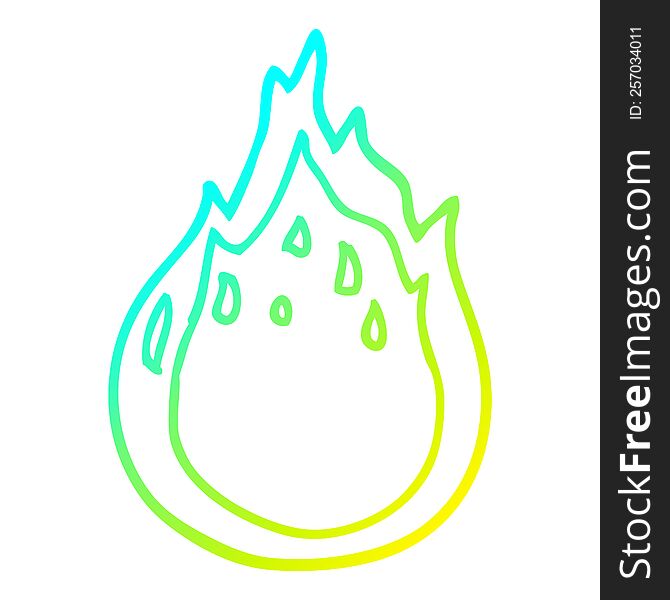 Cold Gradient Line Drawing Cartoon Fire