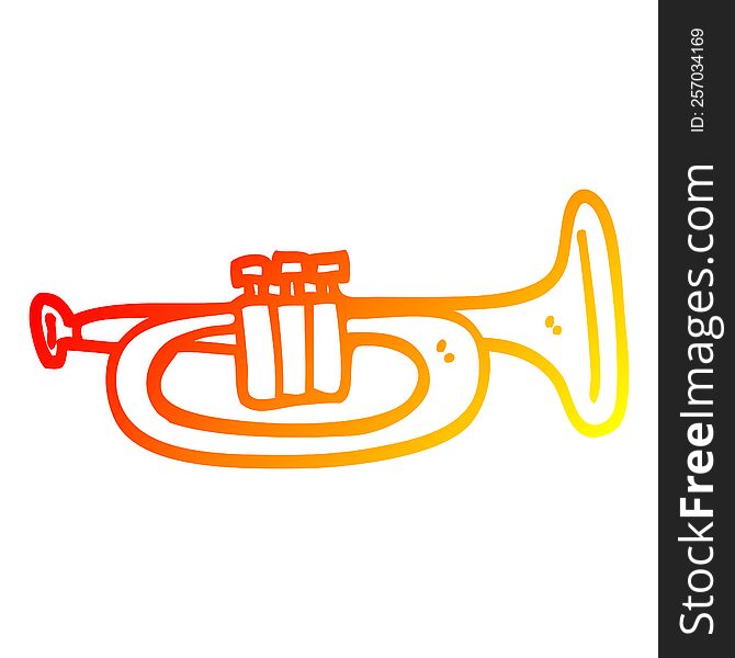 warm gradient line drawing of a cartoon trumpet