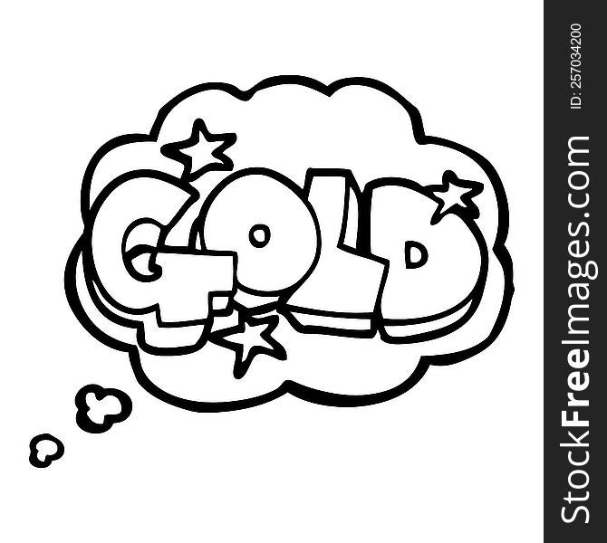 Thought Bubble Cartoon Word Gold