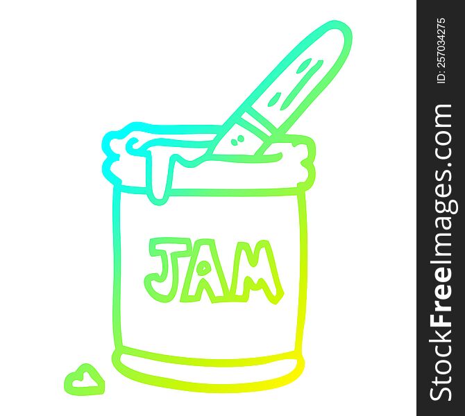Cold Gradient Line Drawing Cartoon Jam Jar