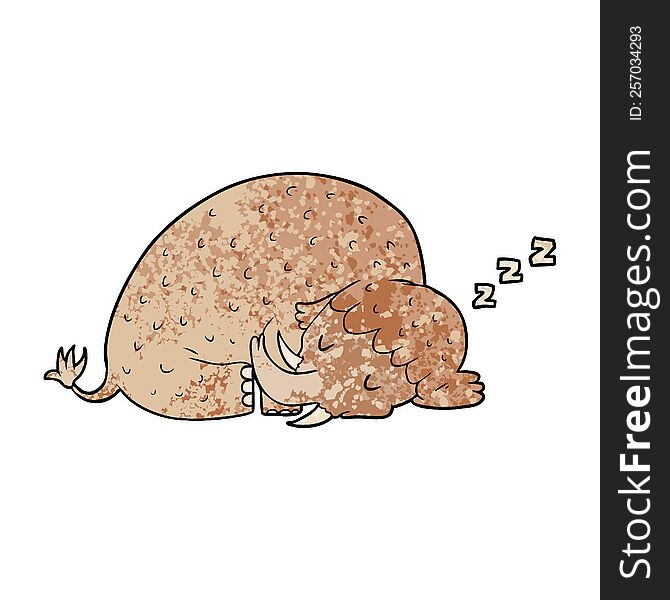 cartoon mammoth sleeping. cartoon mammoth sleeping