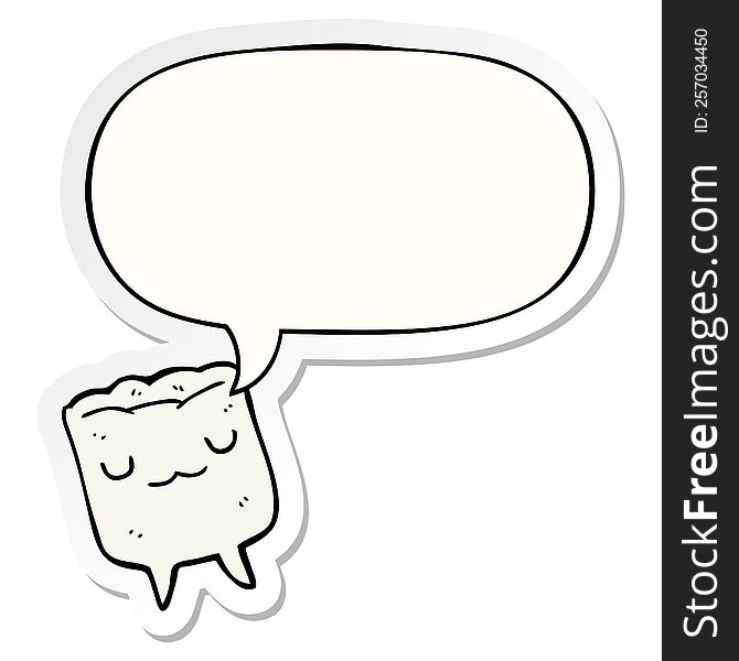cartoon tooth with speech bubble sticker. cartoon tooth with speech bubble sticker