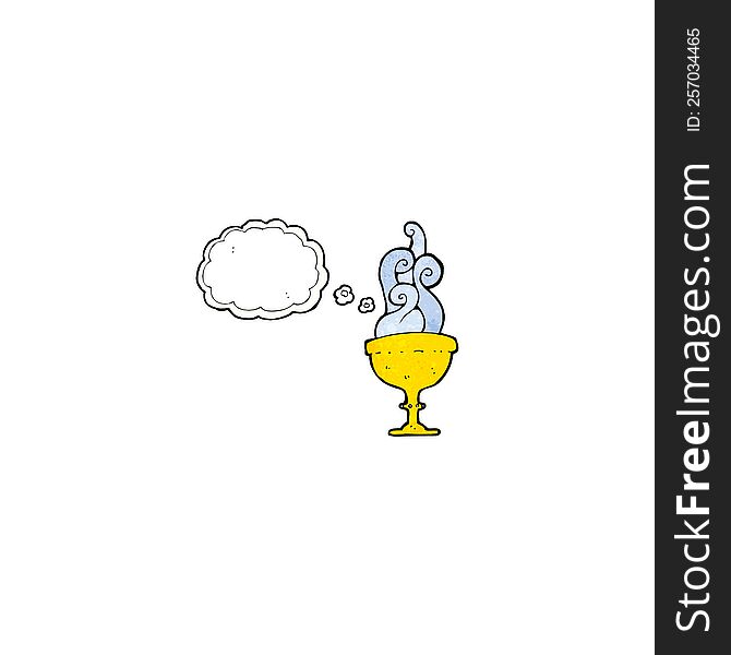 cartoon goblet with thought bubble