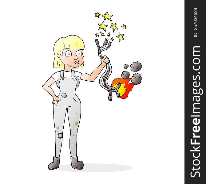 cartoon female electrician