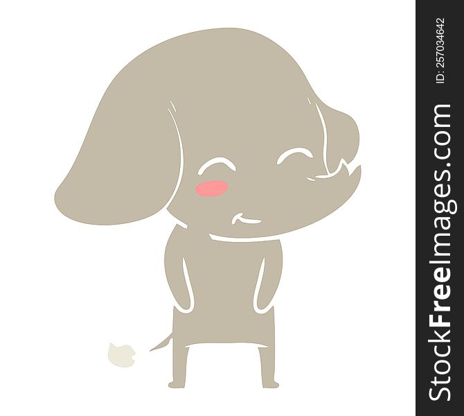 Cute Flat Color Style Cartoon Elephant