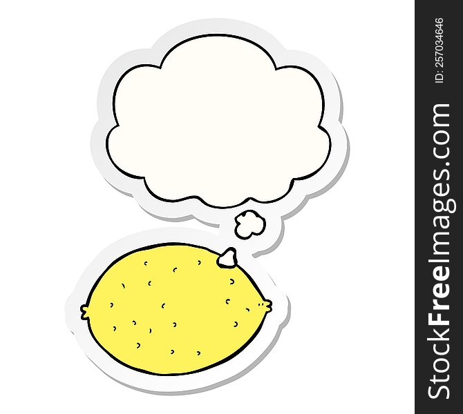 cartoon lemon with thought bubble as a printed sticker