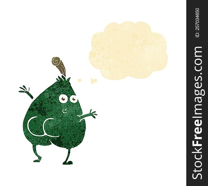 A Nice Pear Cartoon With Thought Bubble