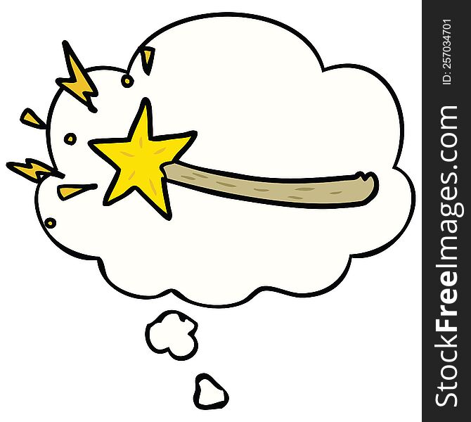 Cartoon Magic Wand And Thought Bubble