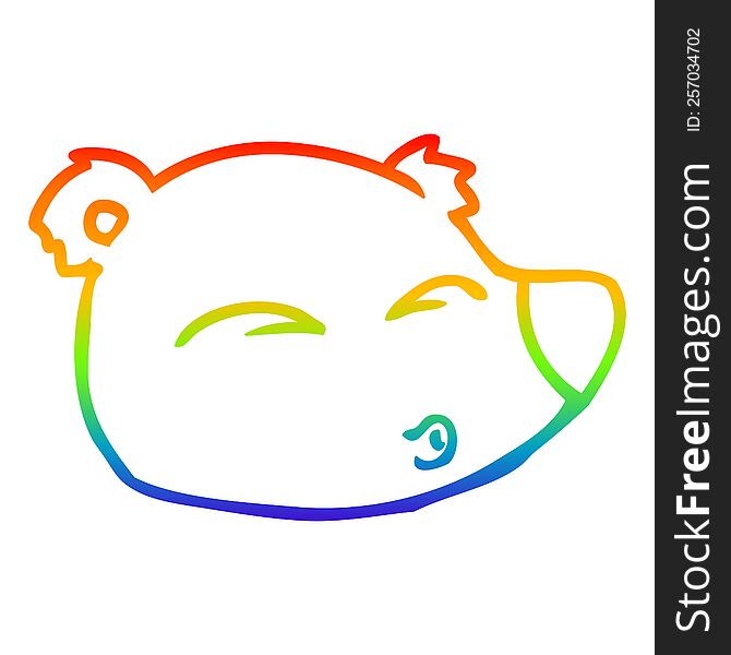 rainbow gradient line drawing of a cartoon bear face