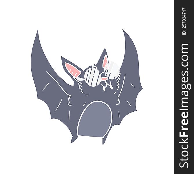 Flat Color Style Cartoon Vampire Bat Wearing Spectacles