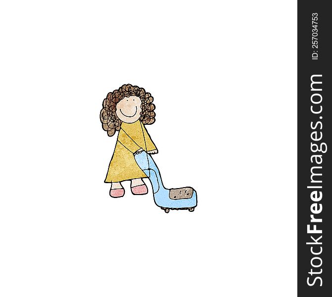 child s drawing of a woman cleaning