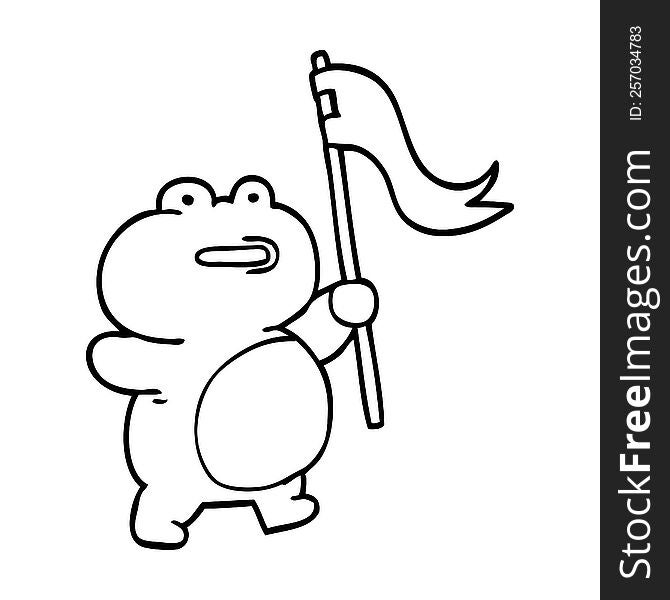 Funny Line Drawing Cartoon Frog