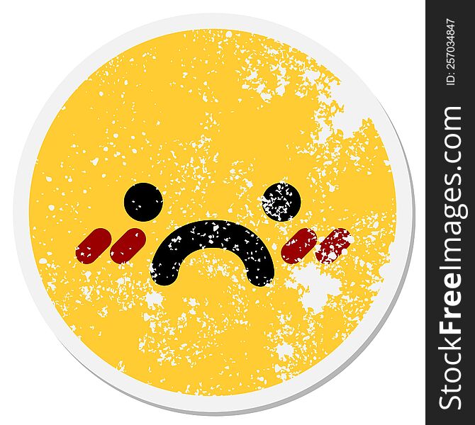 Blushing Unhappy Face Circular Sticker