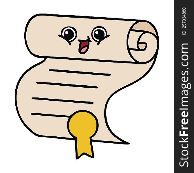 cute cartoon of a contract. cute cartoon of a contract