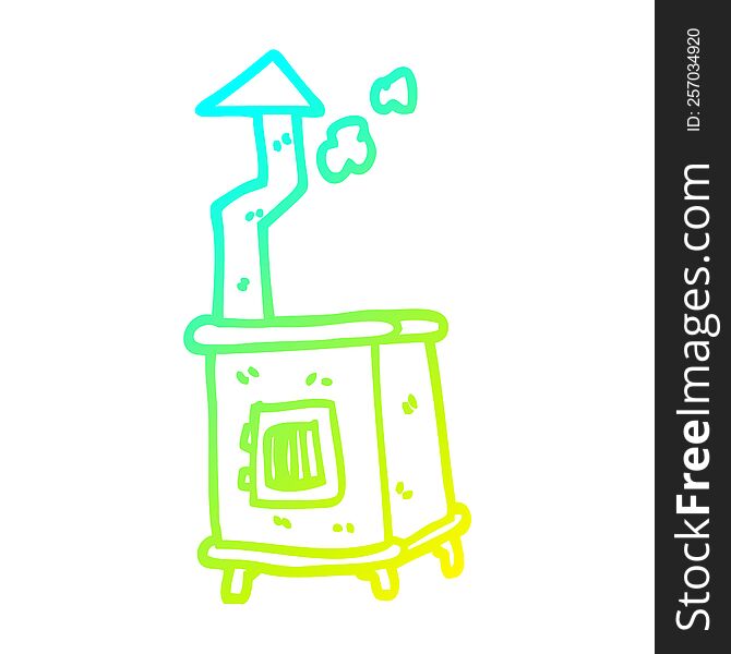 Cold Gradient Line Drawing Cartoon Wood Burner