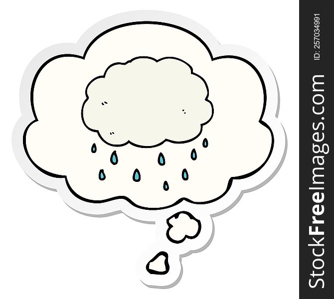 Cartoon Rain Cloud And Thought Bubble As A Printed Sticker