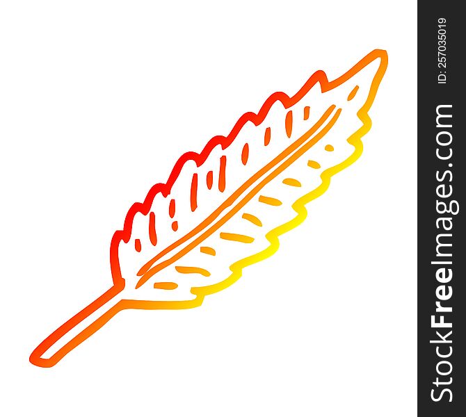 warm gradient line drawing of a cartoon of a white feather. warm gradient line drawing of a cartoon of a white feather