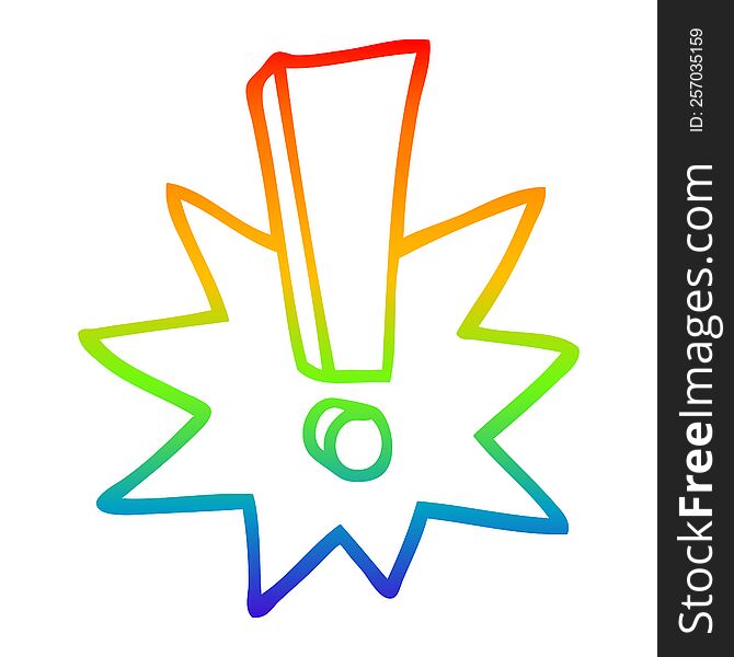 Rainbow Gradient Line Drawing Cartoon Exclamation Mark