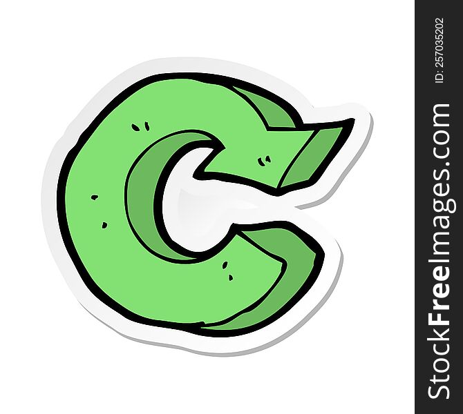 sticker of a cartoon recycling symbol