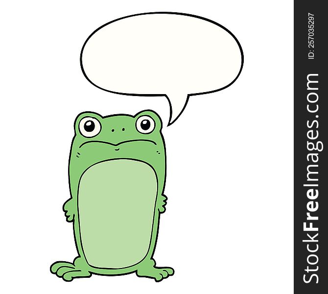 cartoon staring frog with speech bubble. cartoon staring frog with speech bubble