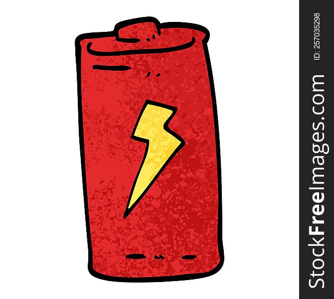 Grunge Textured Illustration Cartoon Battery