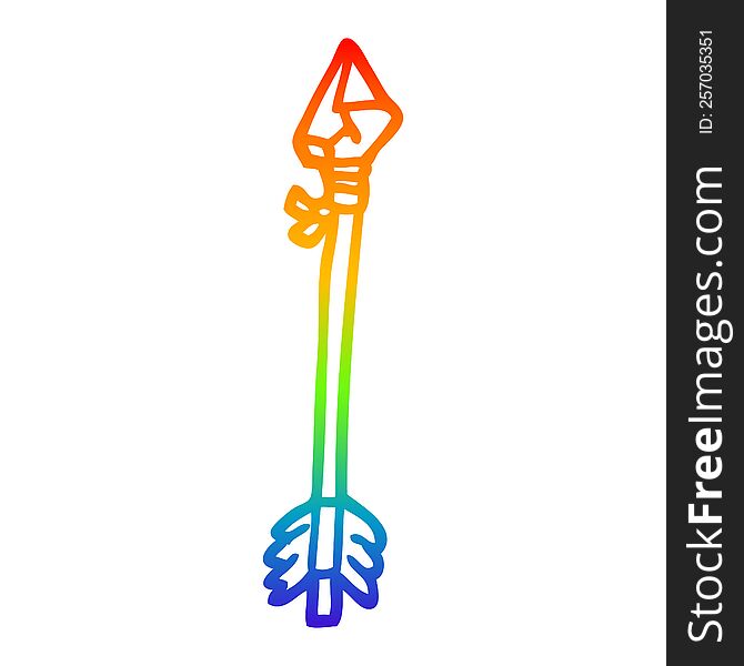 rainbow gradient line drawing of a primitive arrow cartoon