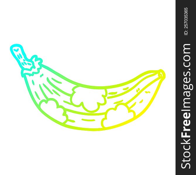cold gradient line drawing of a old banana going brown