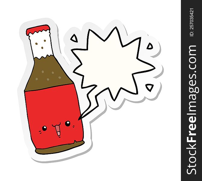 cartoon beer bottle with speech bubble sticker