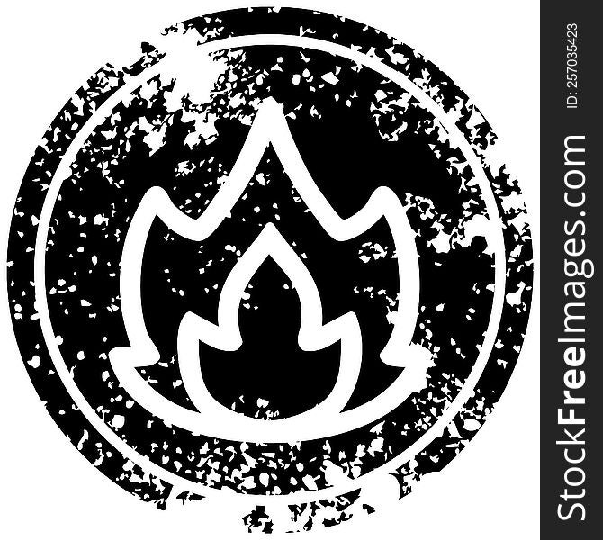 Simple Flame Distressed Icon