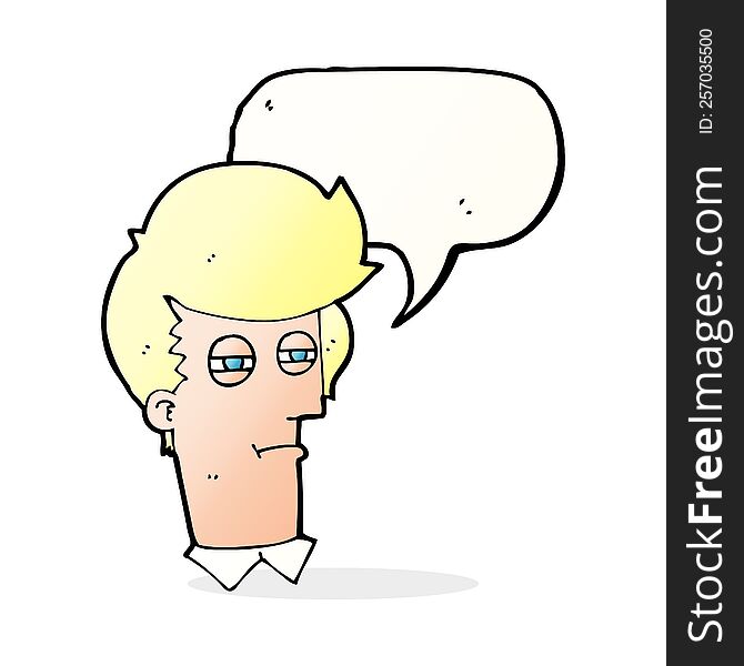 Cartoon Man With Narrowed Eyes With Speech Bubble