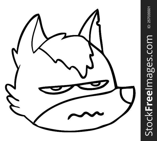 cartoon annoyed wolf face. cartoon annoyed wolf face