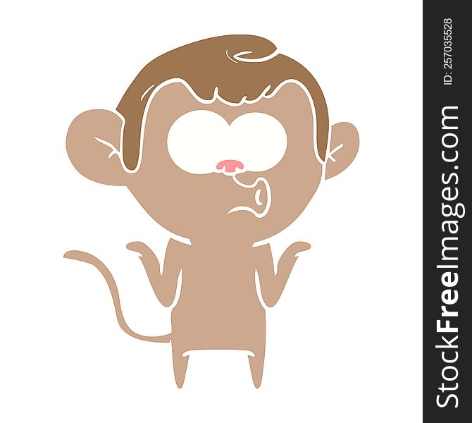 Flat Color Style Cartoon Confused Monkey