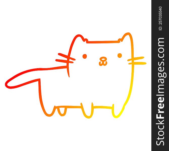 Warm Gradient Line Drawing Cartoon Cat