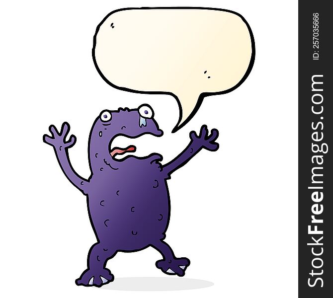 cartoon poisonous frog with speech bubble