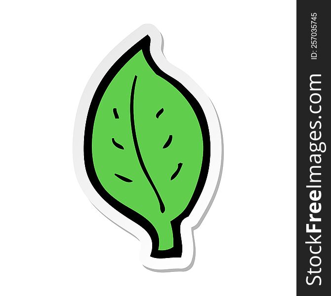 Sticker Of A Cartoon Leaf