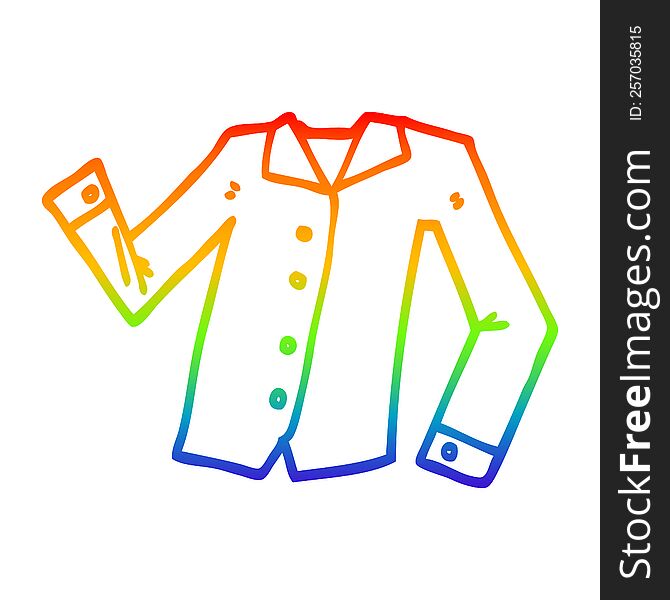 Rainbow Gradient Line Drawing Cartoon Work Shirt