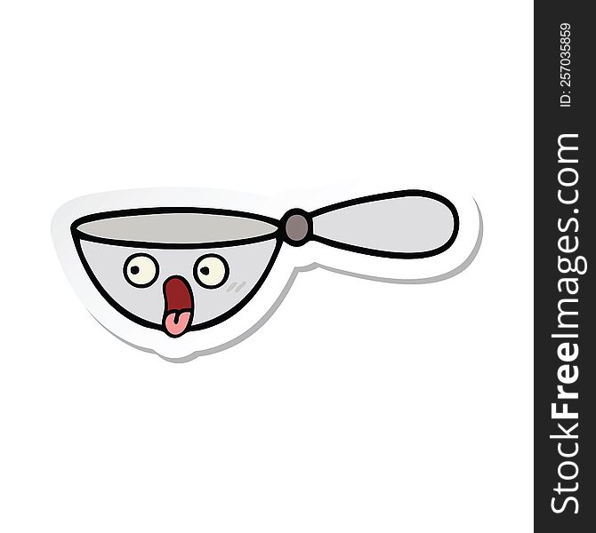 sticker of a cute cartoon measuring spoon