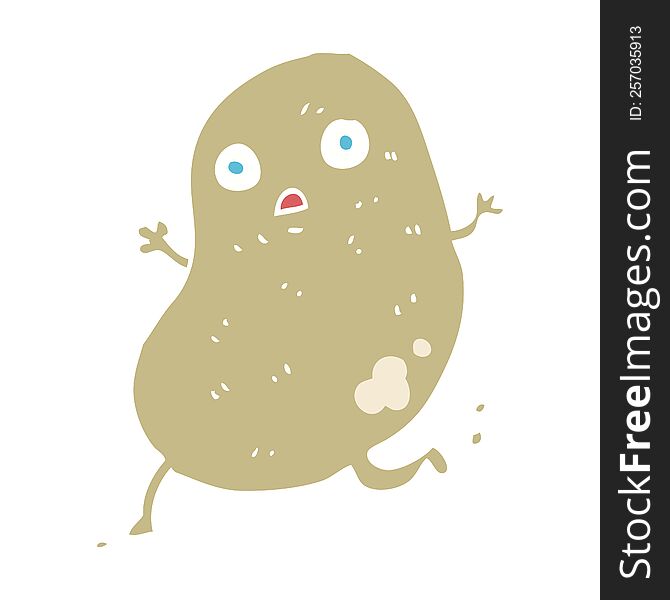 Flat Color Illustration Of A Cartoon Potato Running