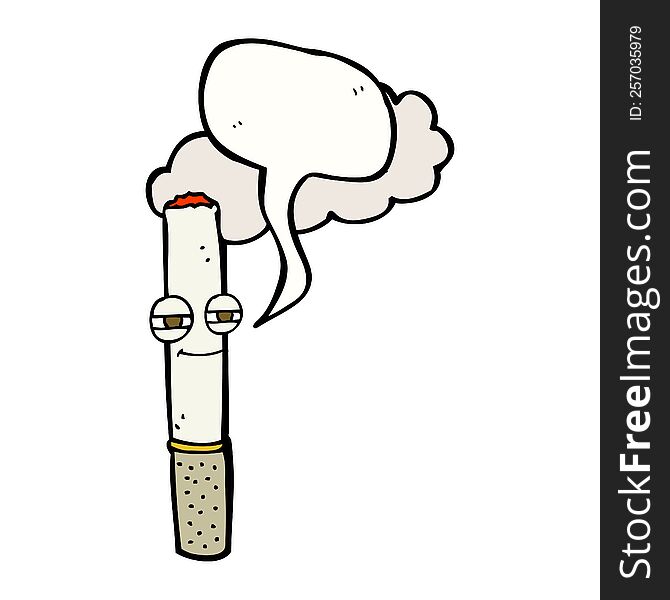 Cartoon Happy Cigarette With Speech Bubble