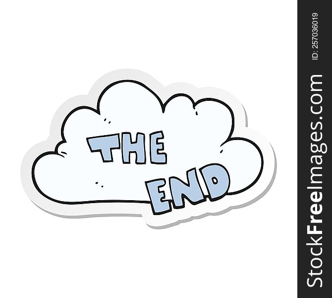 sticker of a cartoon The End symbol