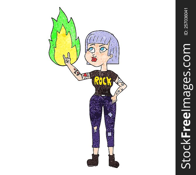 freehand drawn texture cartoon rock girl