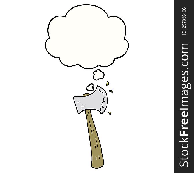 cartoon axe with thought bubble. cartoon axe with thought bubble