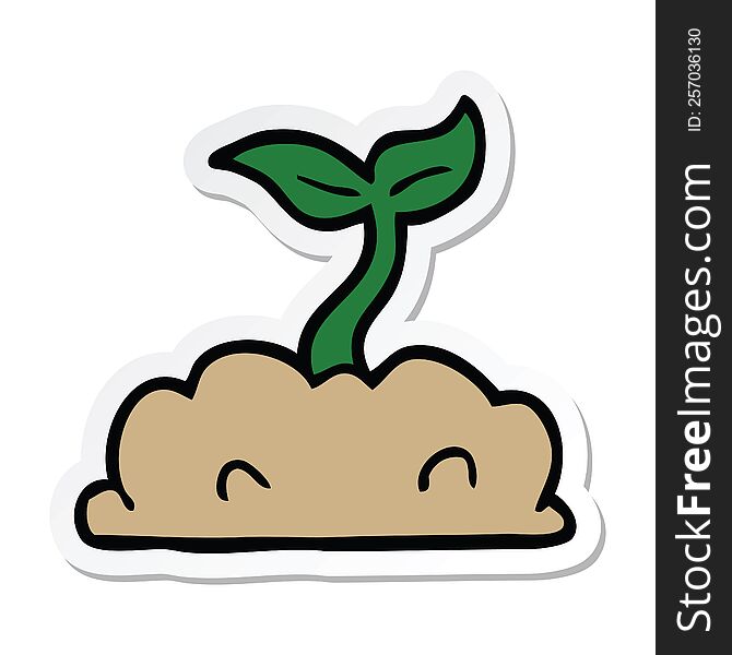 sticker of a cartoon growing seedling